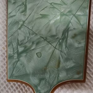 Antique Green Celluloid Hand Mirror